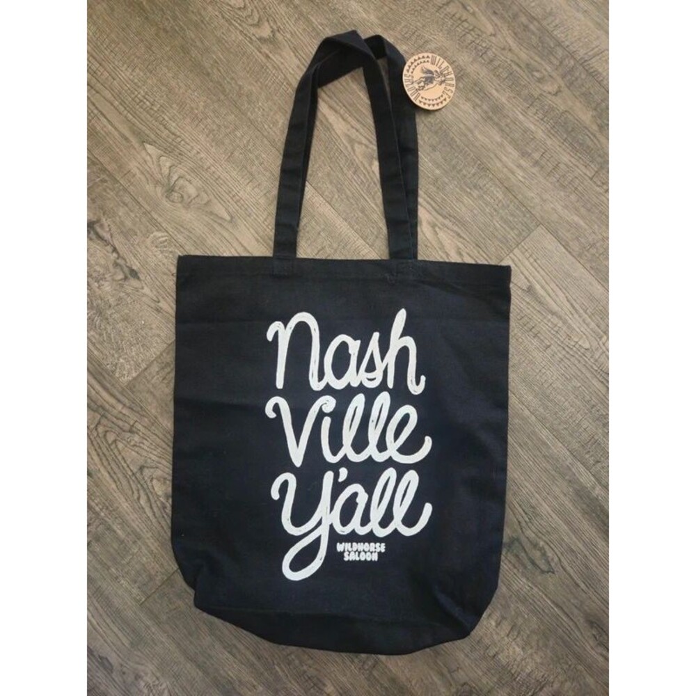 Wildhorse Saloon Nashville Y’all Black Canvas Tote Bag Tennessee Souvenir